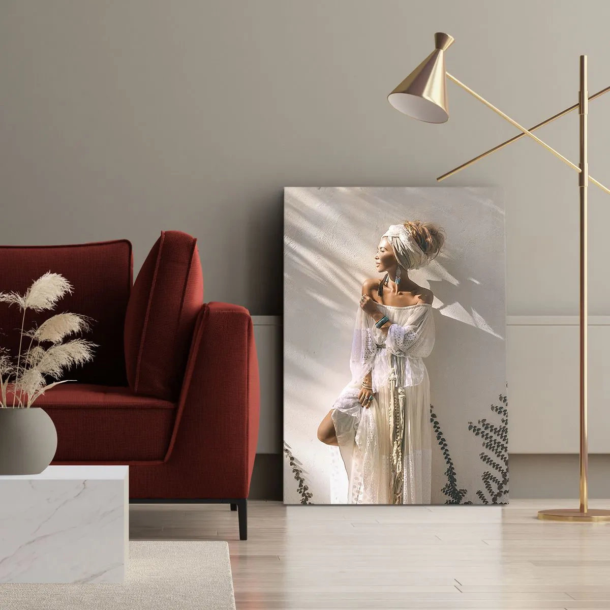 Tablou pe pânză - Soarele și fata - 50x70 cm