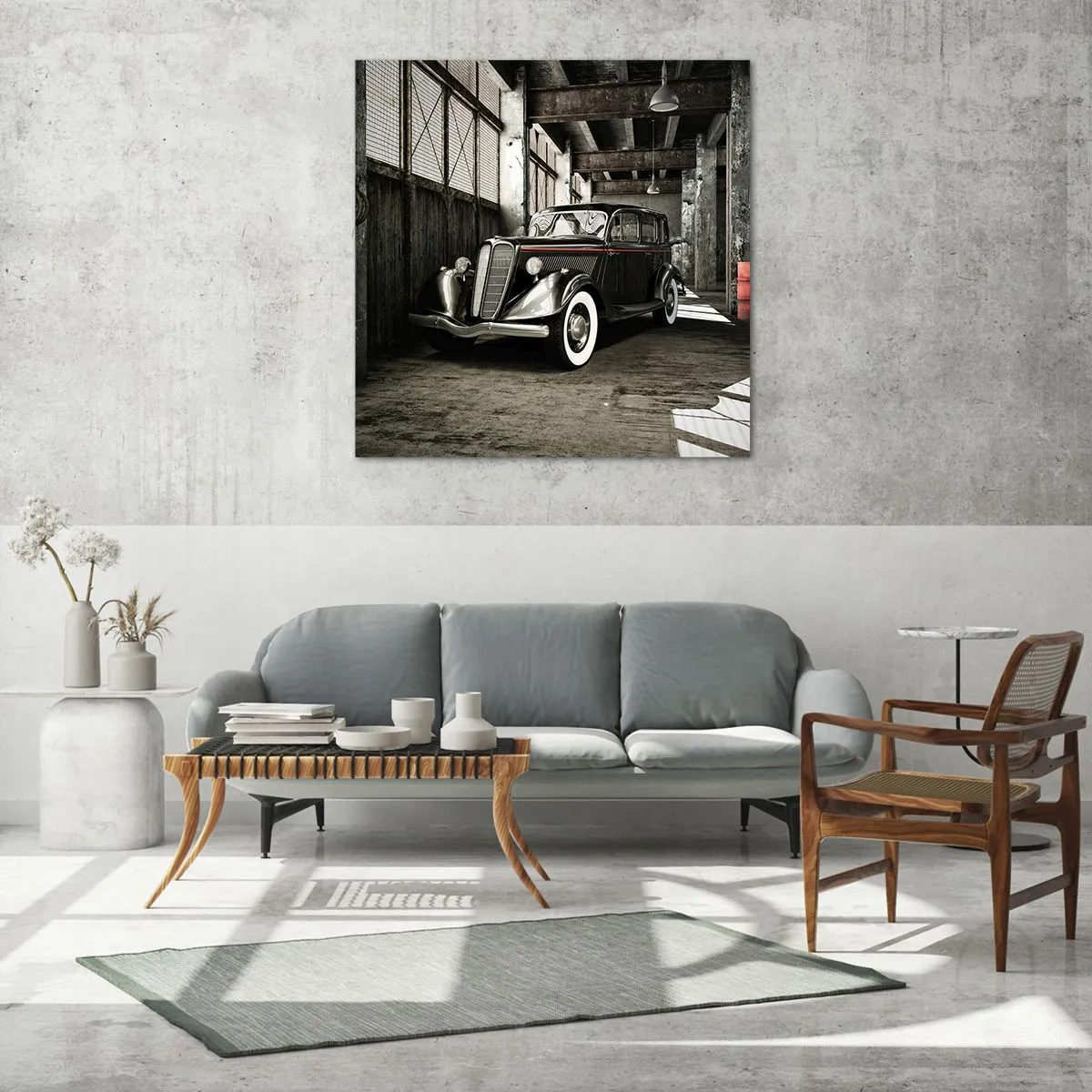 Tablou pe sticlă - Eleganța eternă a anilor `30 - 30x30 cm