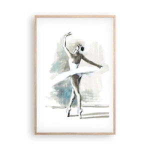 Poster în ramă de stejar deschis - Fermecată într-o lebădă - 61x91 cm