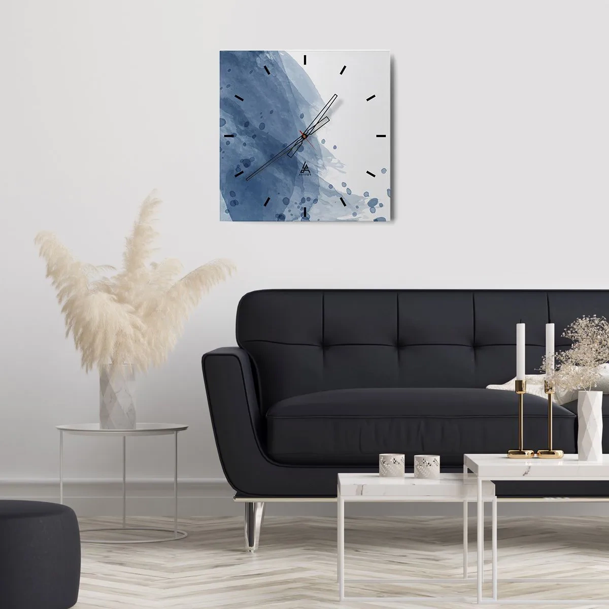 Ceas de perete - Ceas pe sticlă - Tul albastru - 30x30 cm