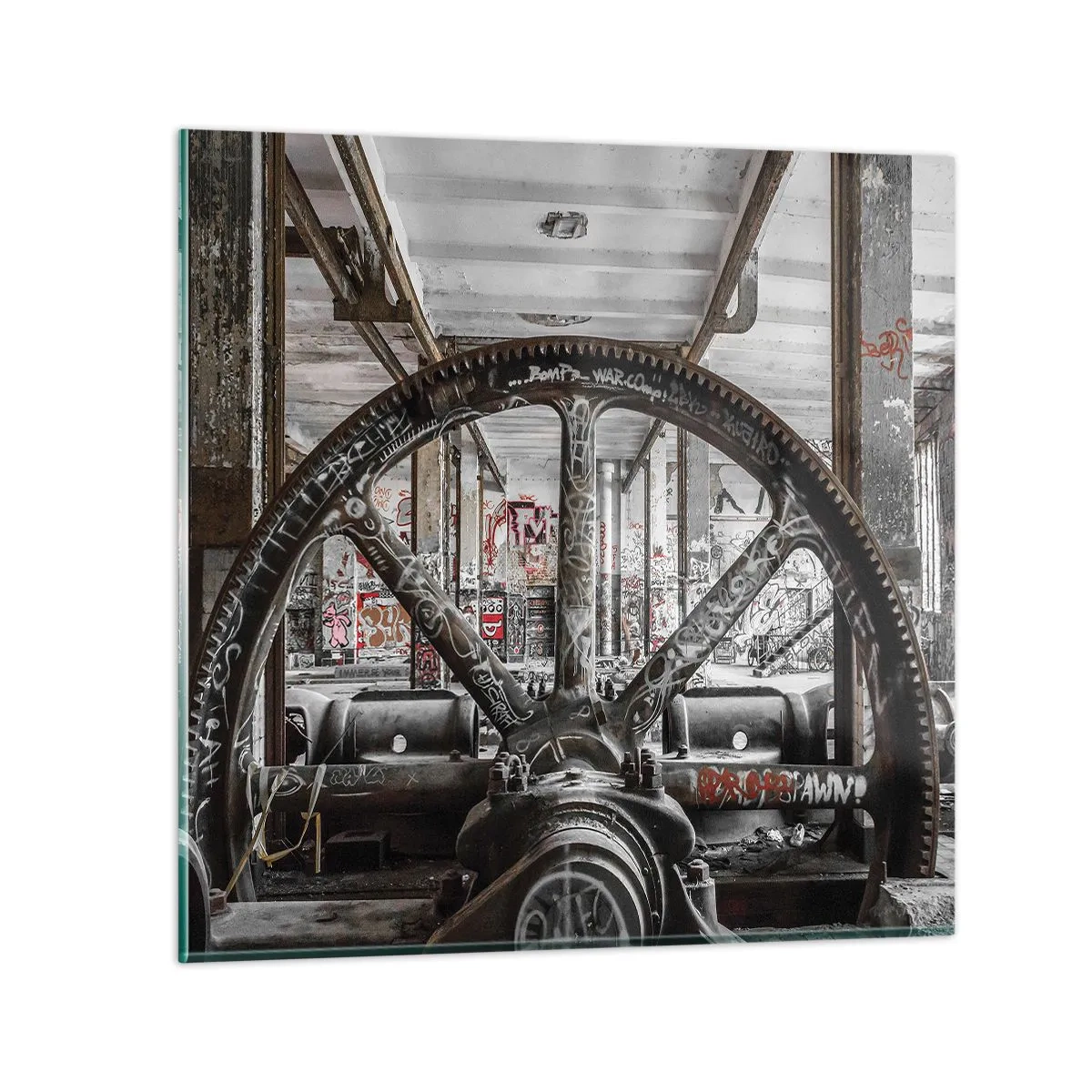 Tablou pe sticlă - Viața secretă a unei fabrici - 70x70 cm