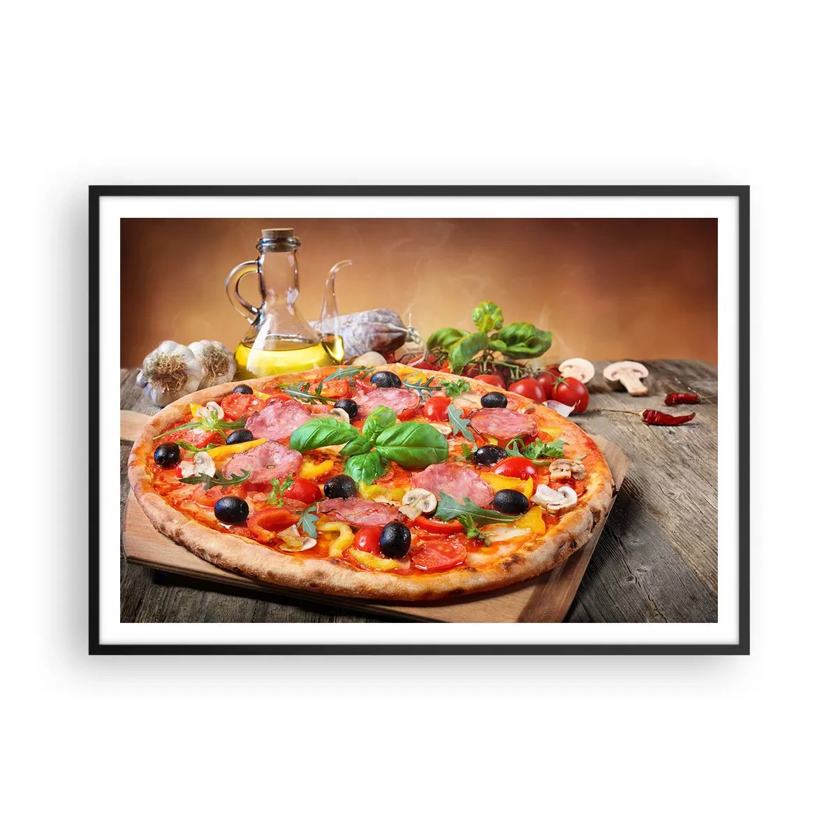 Poster în ramă neagră - Cu o adevărată aromă italiană - 100x70 cm