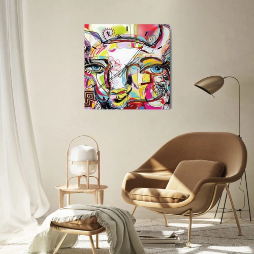 Ceas de perete - Ceas pe sticlă - Bogăția naturii feline - 30x30 cm