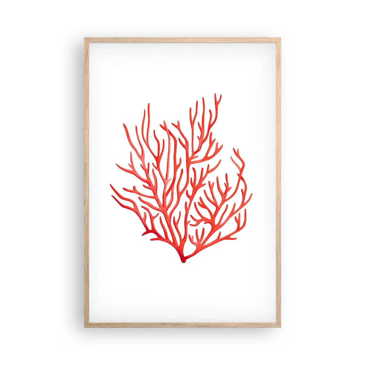 Poster în ramă de stejar deschis - Coral filigranat - 61x91 cm