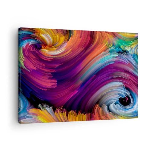 Tablou pe pânză Canvas - Vârtejuri abstracte în culori vibrante - 70x50cm - Începutul unei lumi noi - Decorațiune modernă pentru perete pentru living și dormitor ARTTOR