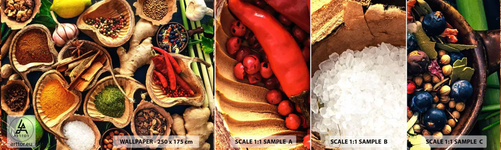 Mostră tapet autocolant Deluxe Sticker - Ia ce vrei - Gastronomie, Ierburi uscate, Condimente - 100x30 cm