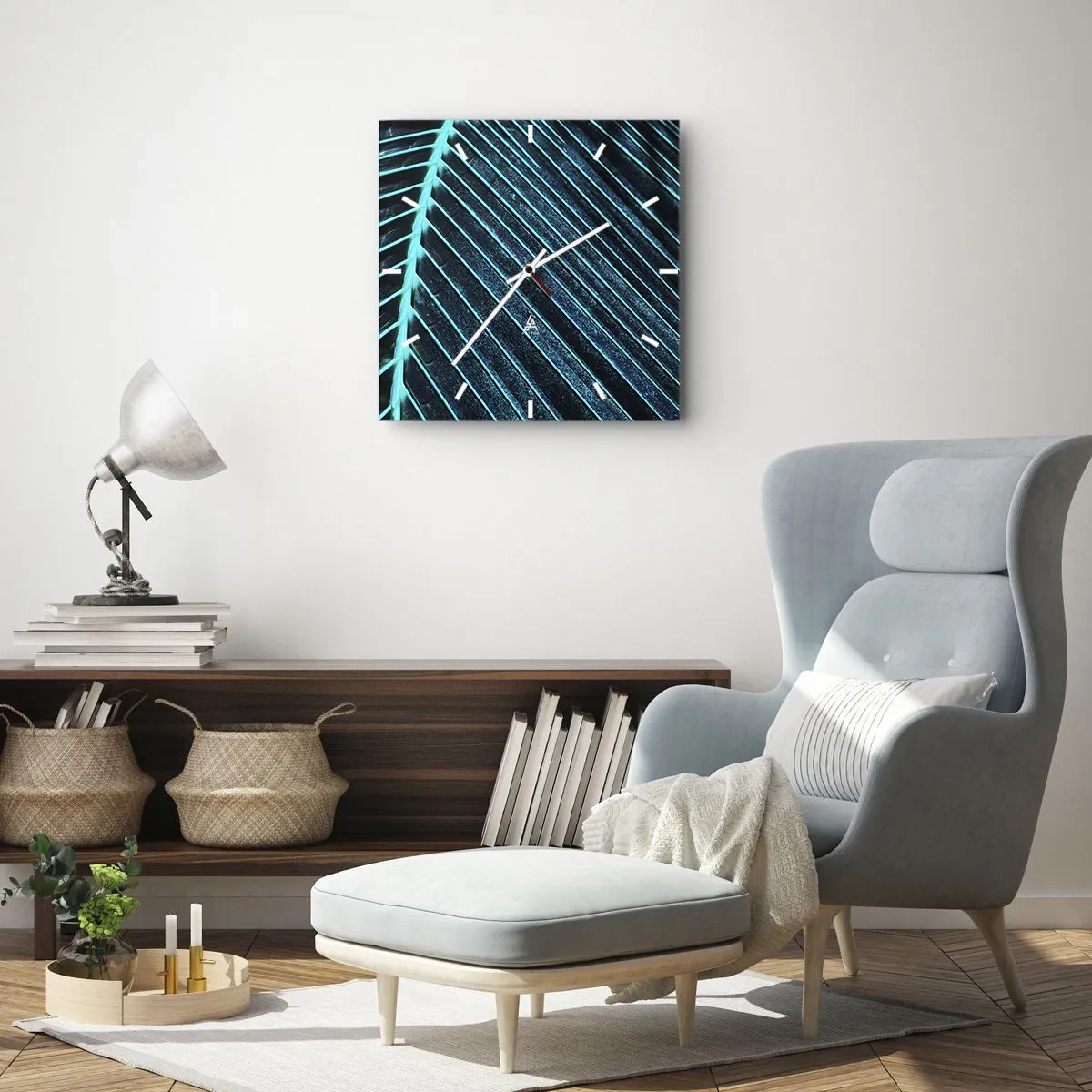 Ceas de perete - Ceas pe sticlă - Textura verdelui - 40x40 cm