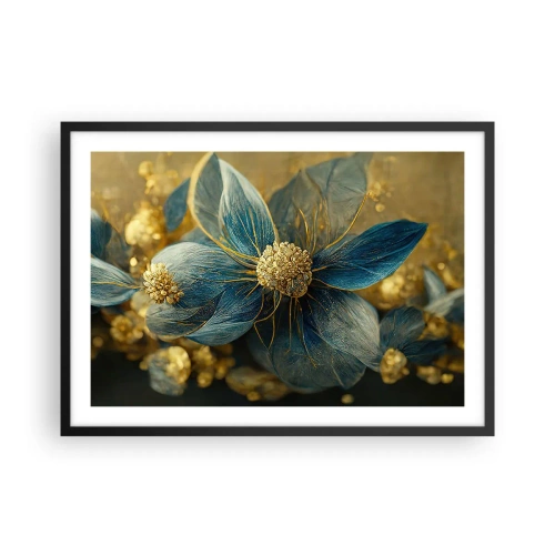 Poster în ramă neagră - Floare cu aur - 70x50 cm