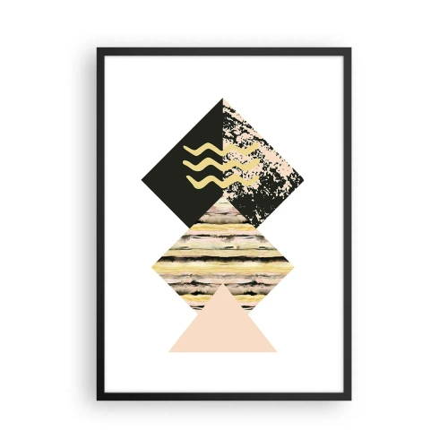 Poster în ramă neagră - Compoziție geometrică abstractă în culori delicate - 50x70cm - Aparent simplu - Decorațiune modernă pentru perete pentru living și dormitor ARTTOR