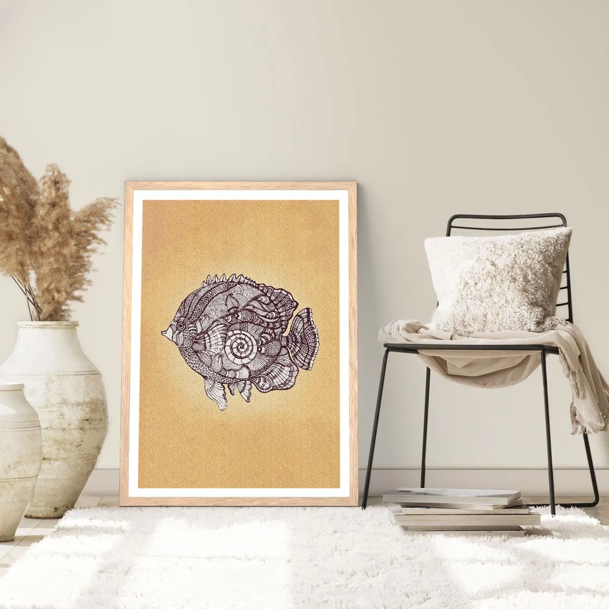 Poster în ramă de stejar deschis - Dintr-un ocean de ornamente - 30x40 cm