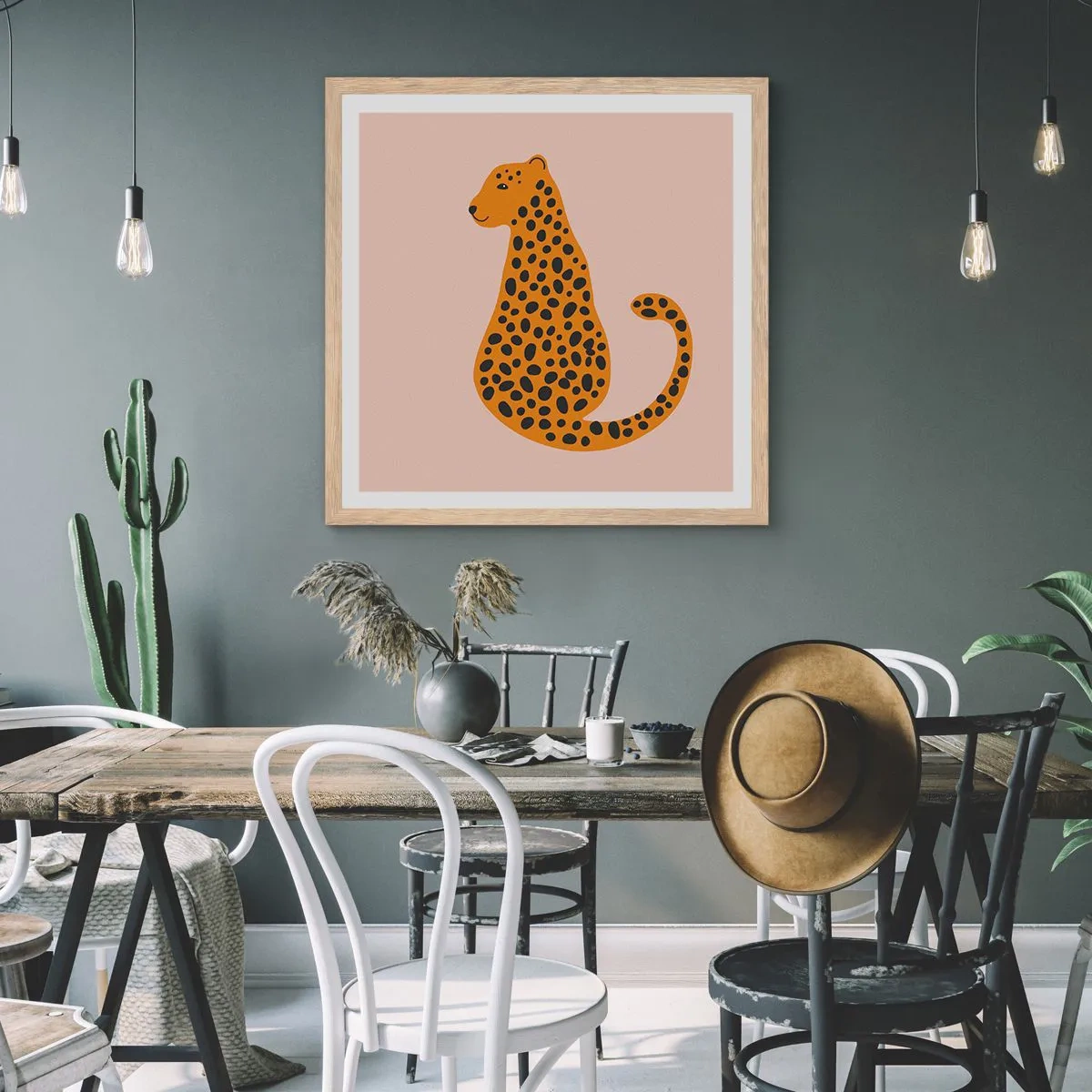 Poster în ramă de stejar deschis - Modelul leopard este tot timpul la modă - 40x40 cm