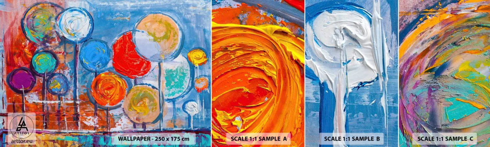 Mostră de Tapet Standard Eco - Toate ciudăţeniile şi curiozităţile - Baloane colorate, Abstracția, Pentru copii - 100x30 cm