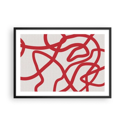 Poster în ramă neagră - Roșu pe alb - 70x50 cm