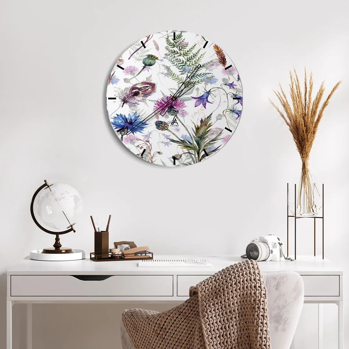 Ceas de perete - Ceas pe sticlă - Ierbarul polonez - 30x30 cm