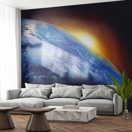Tapet Autoadeziv Deluxe Sticker - Răsărit de soare deasupra planetei albastre - Abstracția, 3D, Cosmos - 500x350 cm