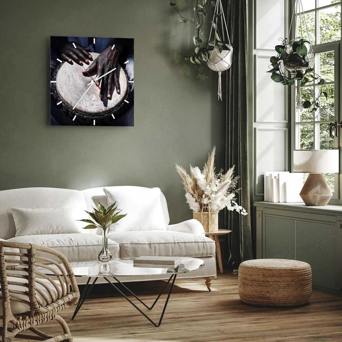 Ceas de perete - Ceas pe sticlă - Trăiește în ritmul tău - 40x40 cm