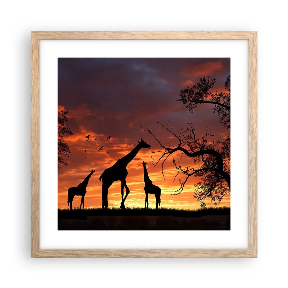 Poster în ramă de stejar deschis - O mică cină cu cei dragi - 40x40 cm