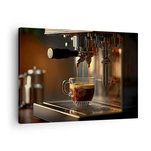 Tablou pe pânză Canvas - Espressor aromatic - 70x50cm - Băutură senzuală - Decorațiune modernă pentru perete pentru living și dormitor ARTTOR