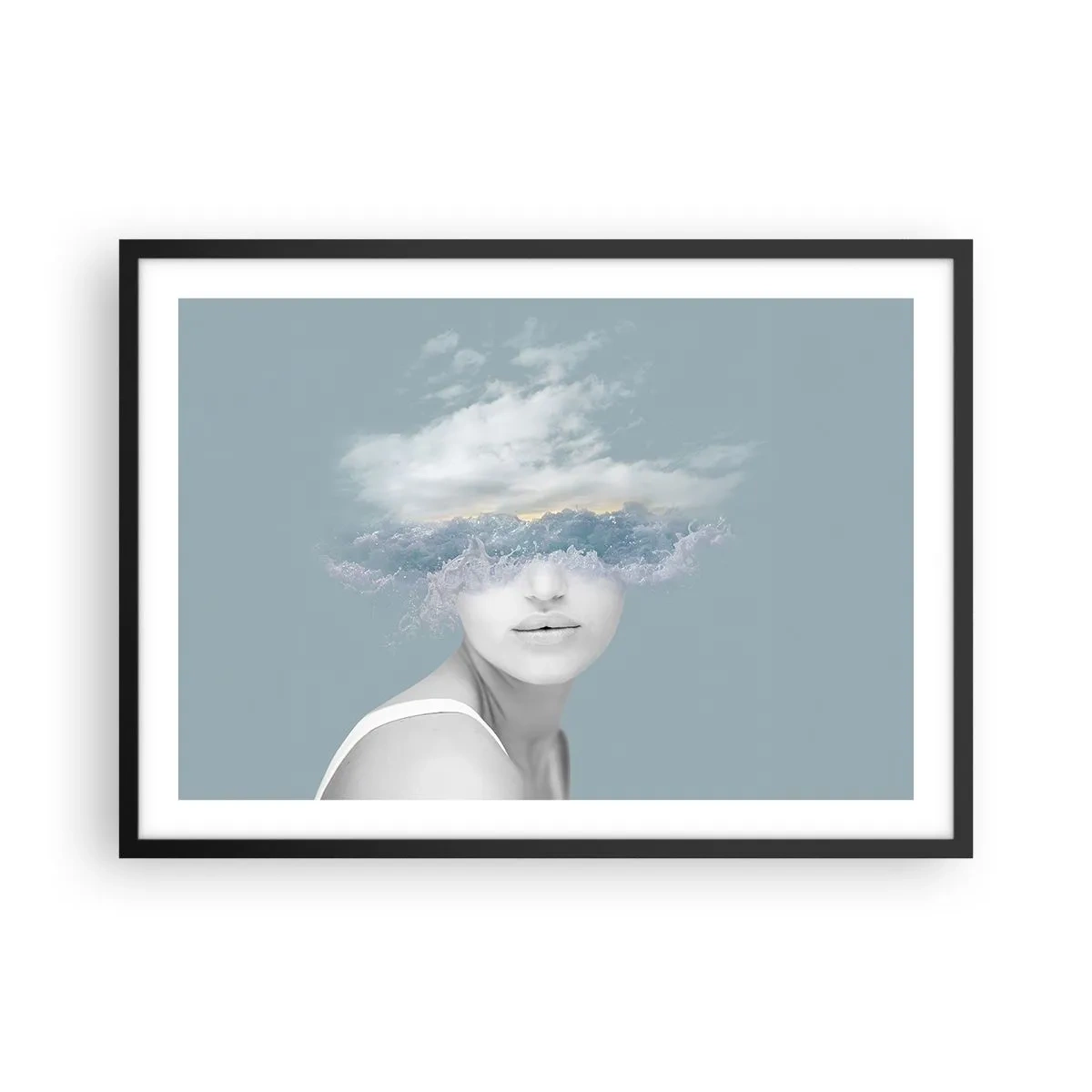 Poster în ramă neagră - Cu capul în nori - 70x50 cm