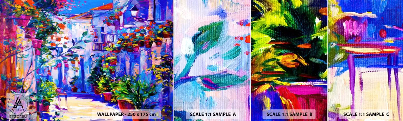 Mostră tapet autocolant Deluxe Sticker - Impresie - străduță italiană - Oraș, Arhitectură, Italia - 100x30 cm