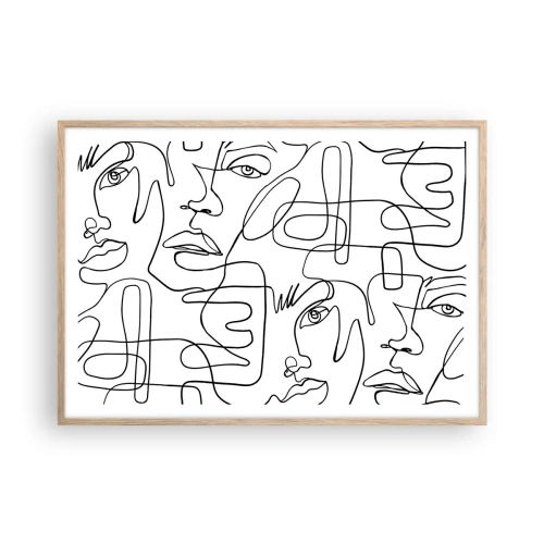 Poster în ramă de stejar deschis - Într-o încurcătură de emoții - 100x70 cm