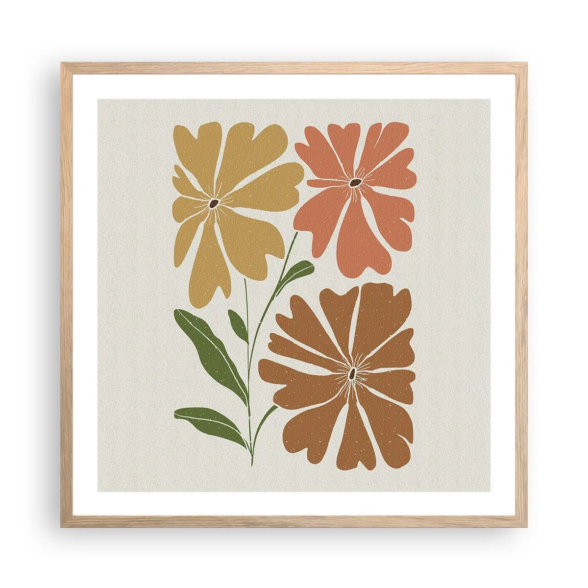 Poster în ramă de stejar deschis - Natură și geometrie - 60x60 cm