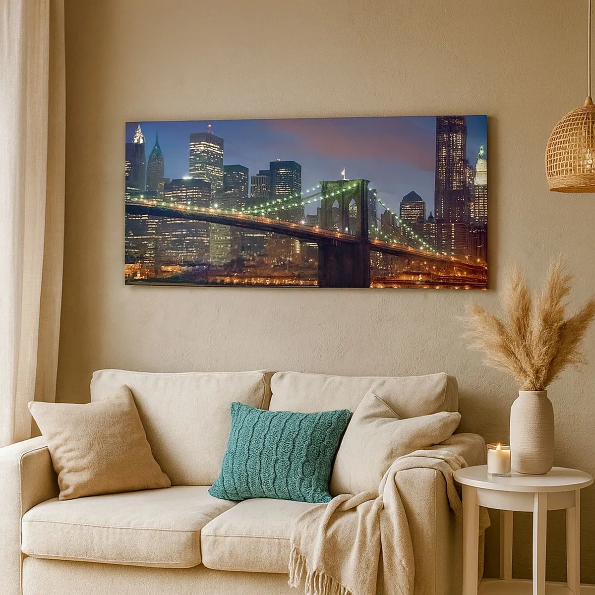 Tablou pe pânză - Noaptea iluminată - 100x40 cm