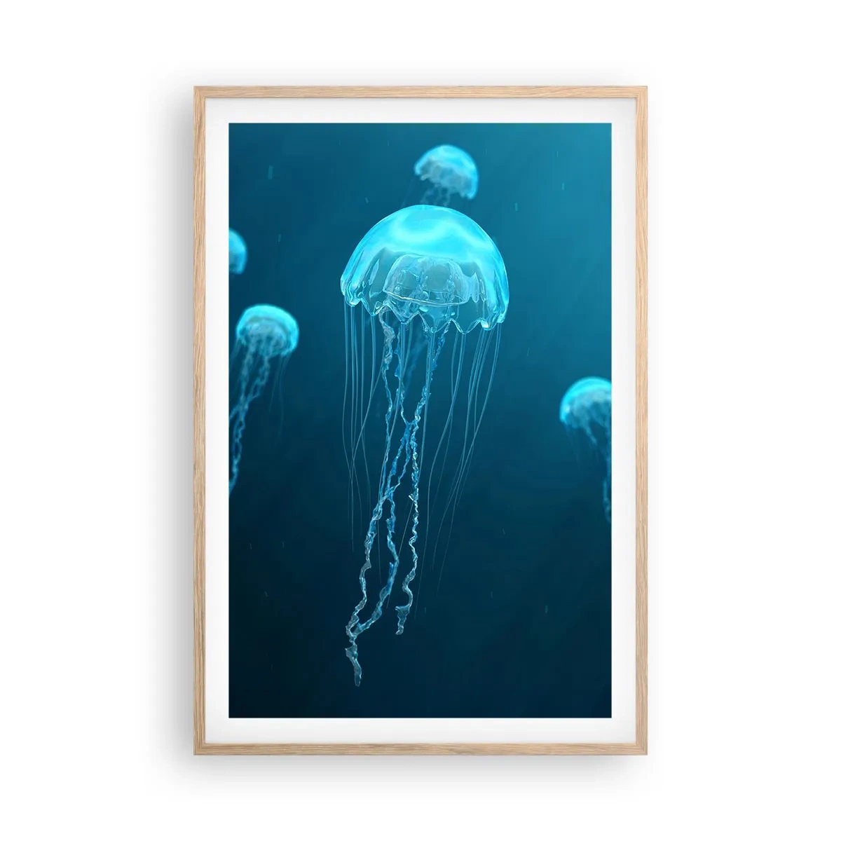 Poster în ramă de stejar deschis - Dansul oceanic - 61x91 cm
