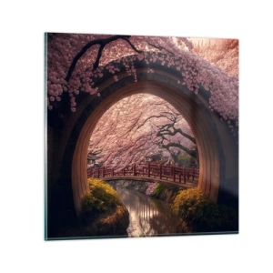 Tablou pe sticlă - Primăvara japoneză - 30x30 cm