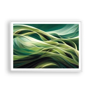 Poster în ramă albă - Un joc abstract de verde - 100x70 cm