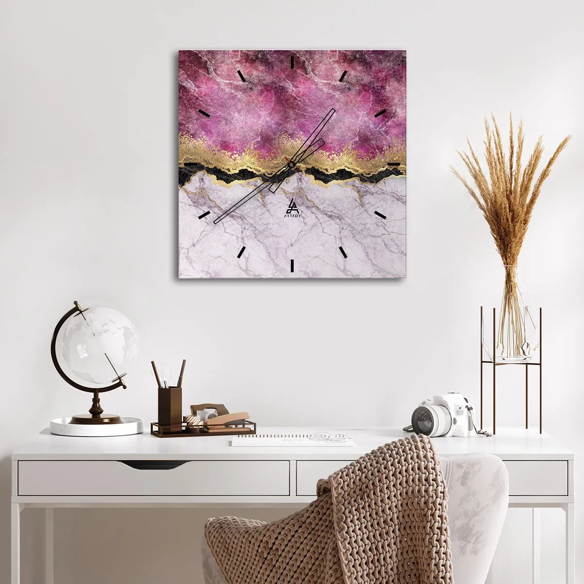 Ceas de perete - Ceas pe sticlă - La graniță - 30x30 cm