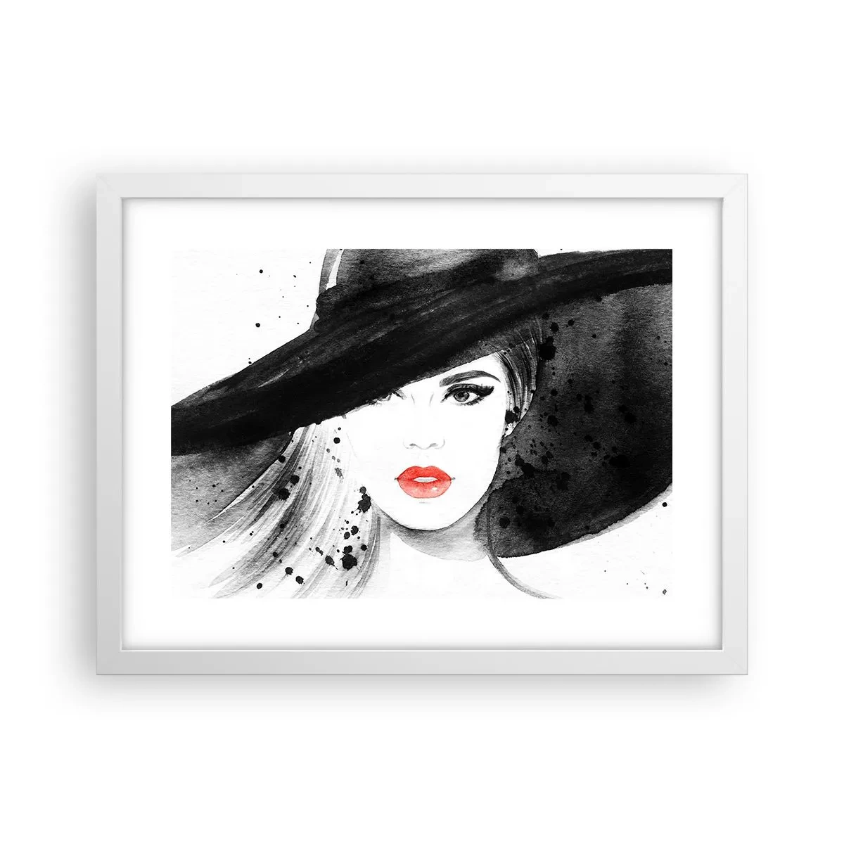 Poster în ramă albă - Doamna în negru - 40x30 cm