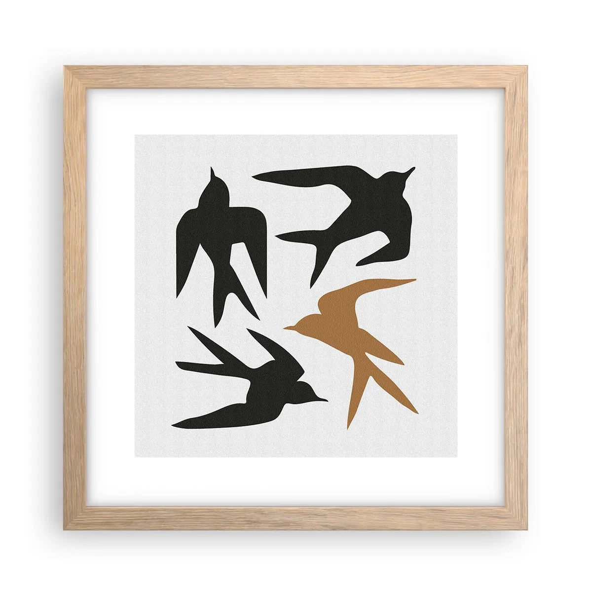 Poster în ramă de stejar deschis - Jocurile rândunelelor - 30x30 cm