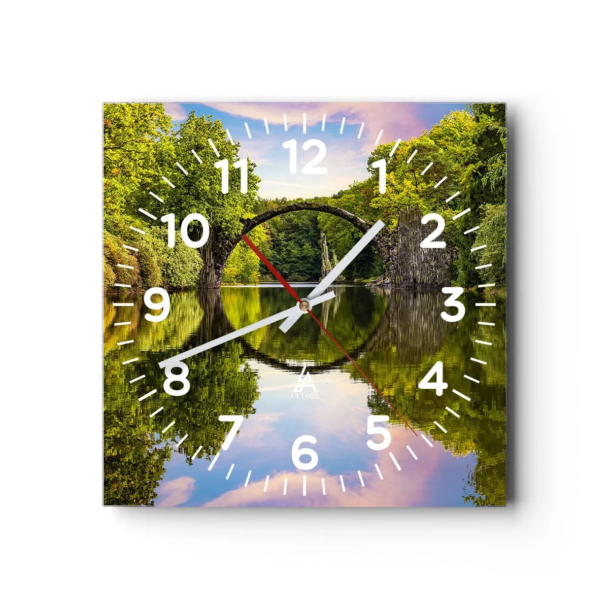 Ceas de perete - Ceas pe sticlă - La punctul de întâlnire a două lumi - 30x30 cm