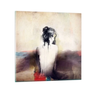 Tablou pe sticlă - Linii moi, forme ovale - 40x40 cm