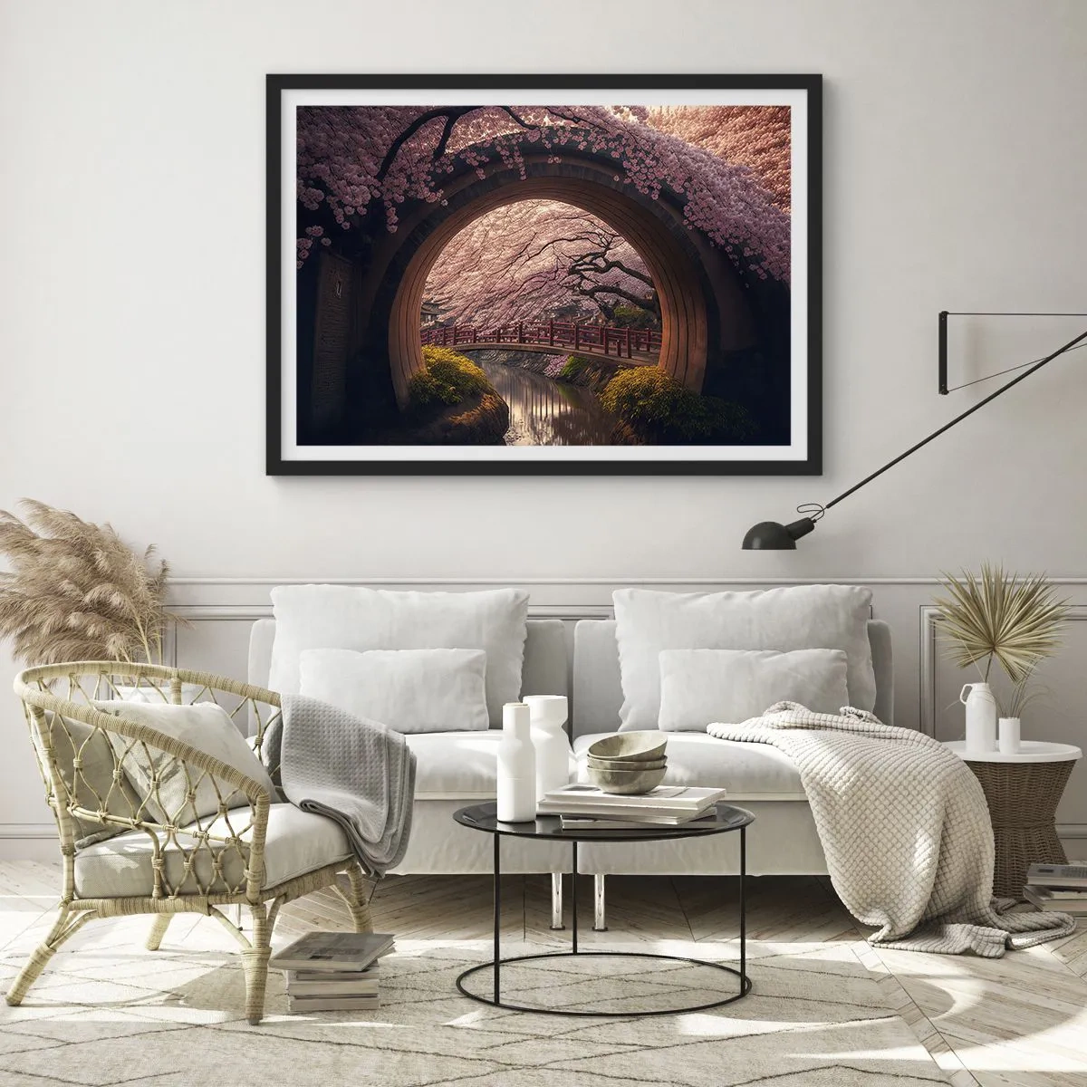 Poster în ramă neagră - Primăvara japoneză - 70x50 cm
