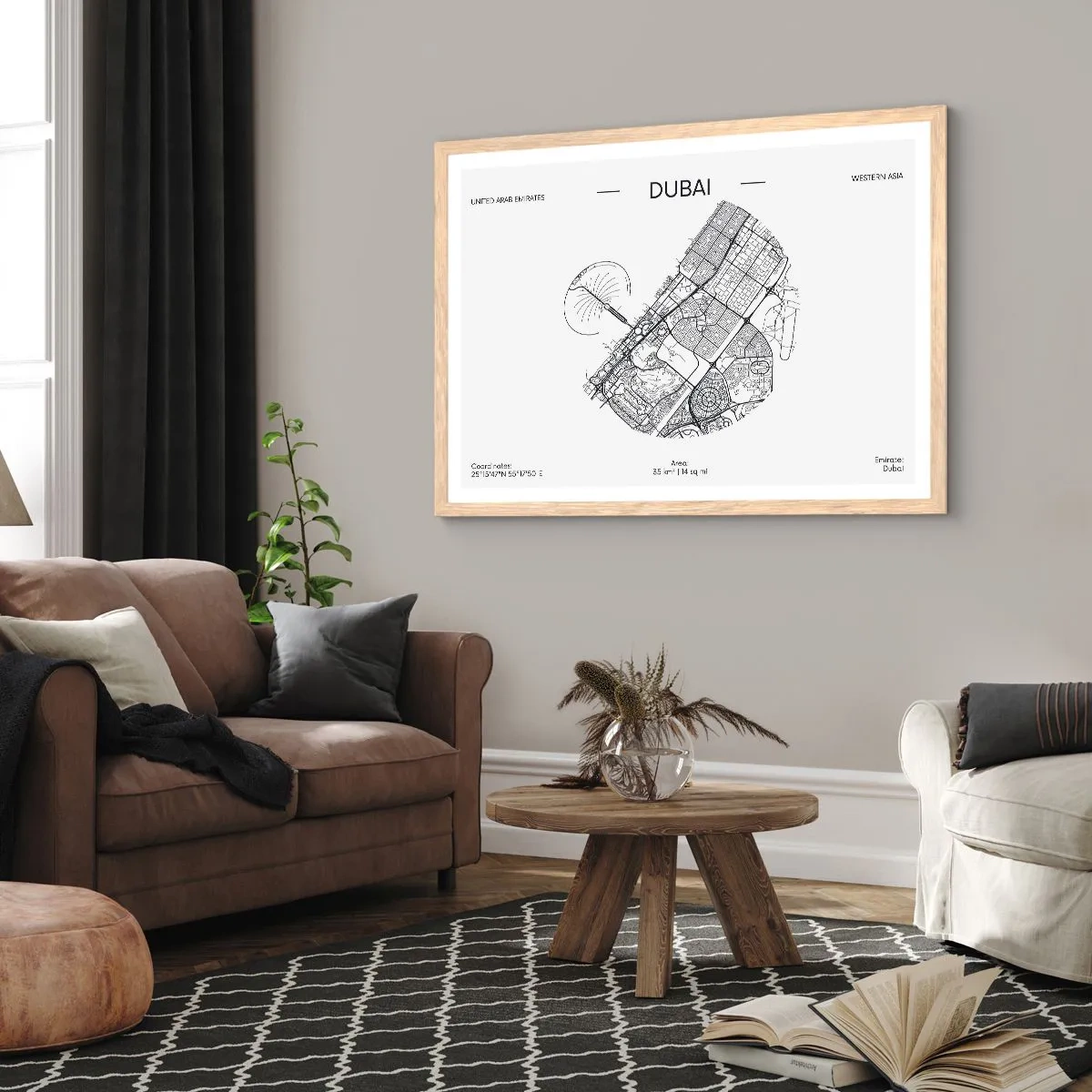 Poster în ramă de stejar deschis - Anatomia Dubaiului - 40x30 cm