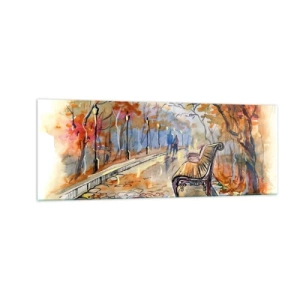 Tablou pe sticlă - Pășim împreună în toamnă - 140x50 cm