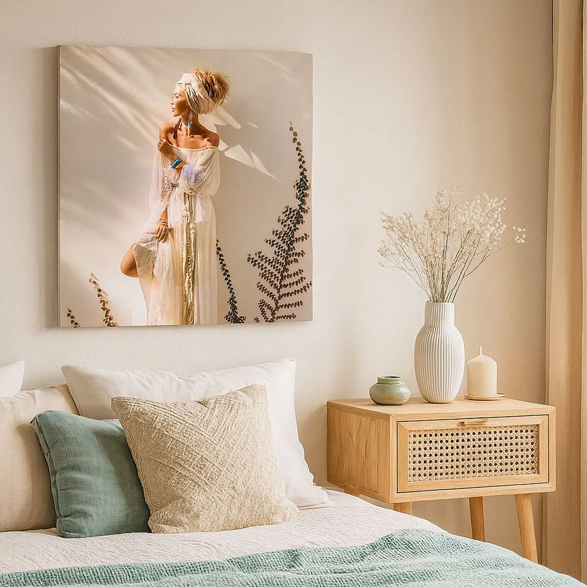 Tablou pe pânză - Soarele și fata - 30x30 cm