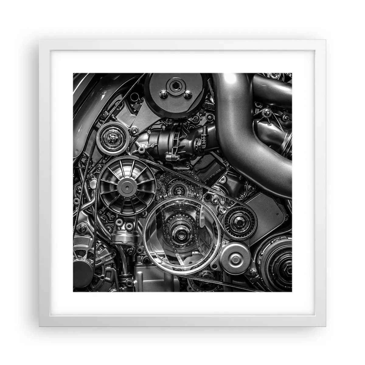 Poster în ramă albă - Poezia mecanicii - 40x40 cm