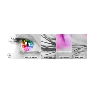 Mostră tapet Premium Canvas - Priviți lumea în culori - Abstracția, Ochi colorat, 3D - 100x30 cm