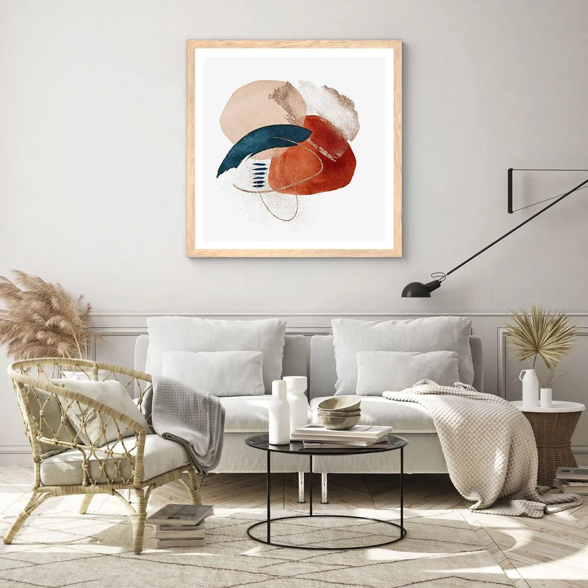 Poster în ramă de stejar deschis - Compoziție ovală - 40x40 cm