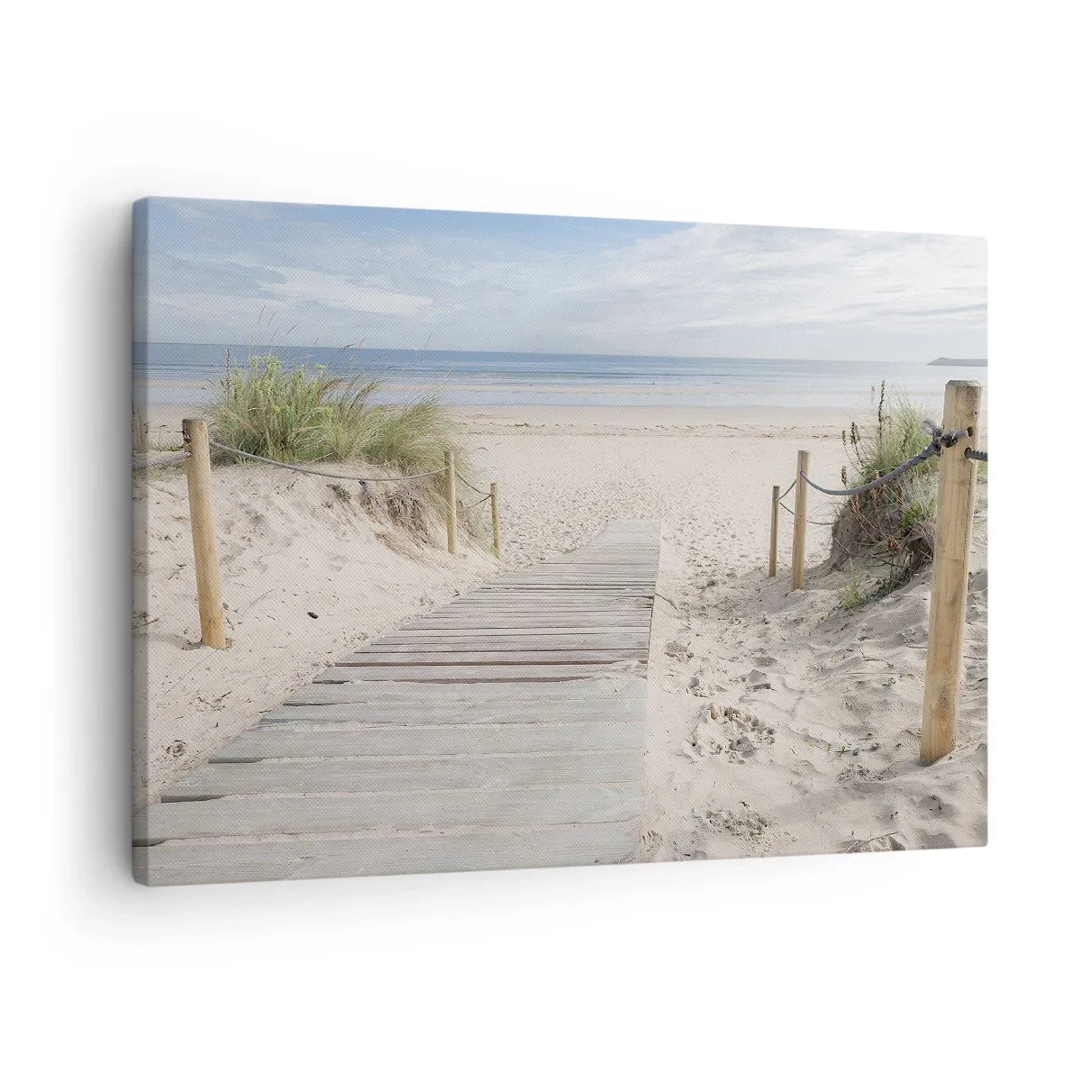 Tablou pe pânză Canvas - O potecă din scânduri care duce la o plajă cu nisip - 70x50cm - Dincolo de orizont - Decorațiune modernă pentru perete pentru living și dormitor ARTTOR
