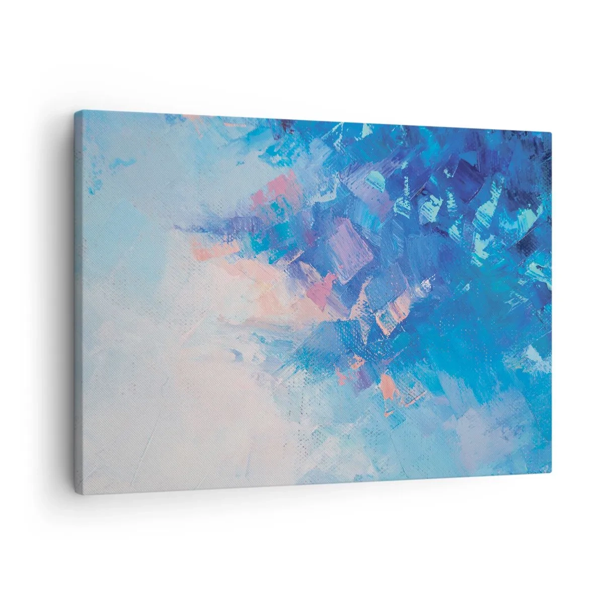 Tablou pe pânză Canvas - Compoziție abstractă în nuanțe de albastru și roz - 70x50cm - Abstracție de iarnă - Decorațiune modernă pentru perete pentru living și dormitor ARTTOR
