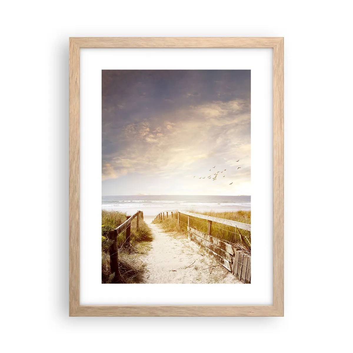 Poster în ramă de stejar deschis - Spațiu pentru liniște - 30x40 cm