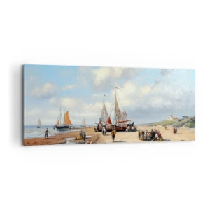 Tablou pe pânză - Pescuit de succes - 100x40 cm