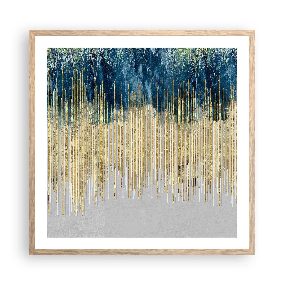 Poster în ramă de stejar deschis - Granița aurită - 60x60 cm