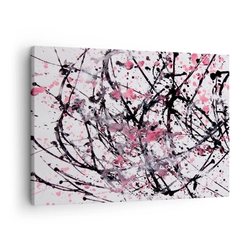 Tablou pe pânză Canvas - Model abstract în nuanțe de roz, negru și alb - 70x50cm - Natura trecătoare a vieții - Decorațiune modernă pentru perete pentru living și dormitor ARTTOR