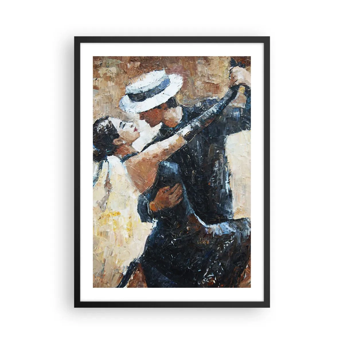 Poster în ramă neagră - Dansatori într-o poză artistică elegantă - 50x70cm - A la Rudolf Valentino - Decorațiune modernă pentru perete pentru living și dormitor ARTTOR