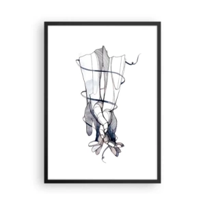 Poster în ramă neagră - Mâini artistice cu flori și linii delicate - 50x70cm - Un studiu al atingerii - Decorațiune modernă pentru perete pentru living și dormitor ARTTOR